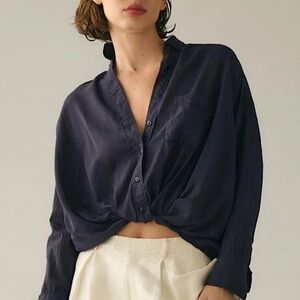 Anthropologie Pilcro Twist-Front Long Sleeve Blouse, NEW